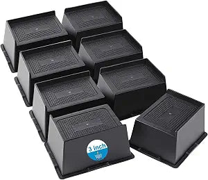 Bed Risers 2 inch, 3 inch, 4 inch, 5 inch, 6 inch Heavy Duty, Oversized Furniture Riser for Couch Sofa Table Desk Chair Recliner Leg Frame Dorm, Support up to 6000 Lbs (Black 3 inch, 8 Pack)