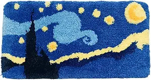 Wrist Rest Cushion Rug for Keyboard Computer Cute Artistic Soft Tufted Gifts for Office Desk Decor (Starry Night)