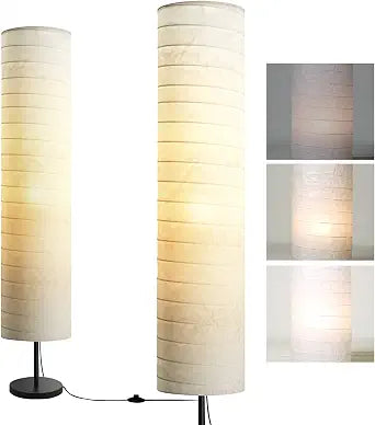 Modern Floor Lamp,Paper Tall Standing Lamp with Shade, White