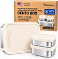 Modaniam Flexibento Stainless steel Lunch Box Container Set, bento Box set (Vanilla, Medium set Of Three: 40 OZ + 2 * 9 OZ)