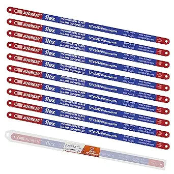 Hacksaw Replacement Blades (10 Pack) High Speed 24 TPI - 12" Length Hack Saw Blade - Carbon Strength Steel