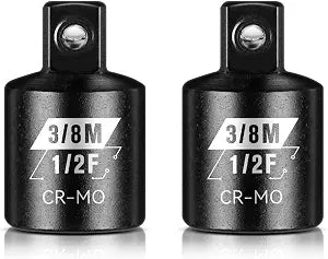 BLACKROBOT 2 Piece 1/2F To 3/8M Impact Socket Adapter Set,SAE Drive Cr-Mo Steel Exceeds ANSI Standards,Square Drive Reducer for Impact Driver Wrench