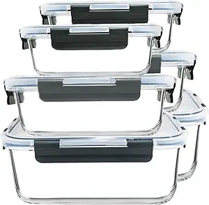 M MCIRCO 6 Pack Extra Large Glass Food Storage Containers with Lids