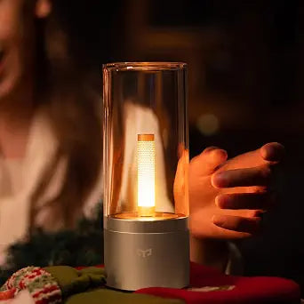YEELIGHT Cordless Table Lamp, Portable Ambient Lighting, 1800K Warm Amber Light, USB-C Rechargeable, Twist Dimming, Candlelight Breathing Mode, Battery Operated Lamp for Home, Table, Bar, Cafe Decor