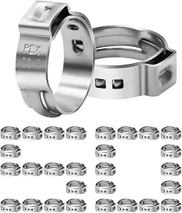 50 Pack 3/4" PEX Cinch Clamps, Stainless Steel Single Ear Hose Clamps