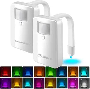 Chunace Toilet Bowl Night Light Motion Sensor 2 Pack, Funny Bathroom Stuff