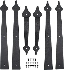 WINSOON Decorative Metal Garage Door Hardware Screw in, Black Steel, 1 Set