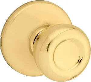 Kwikset Tylo Interior Passage Door Knob, Handle For Closet and Hallway Doors, Non-Locking Doorknob in Polished Brass