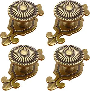 Brass Cabinet Knobs, Vintage Retro Mushroom Drawer Knobs with Backplate, Dresser Pull Handles for Kitchen/Cupboard/Wardrobe/Cabinet (Gold, 4 Pieces)