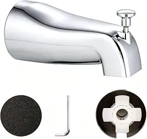 Slip on Tub Spout with Diverter, Metal Bathtub Faucet Chrome, Bathroom Push On Tub Spigot, Fits 1/2" Copper Pipe(5/8" OD), Sandpaper and Hex Wrench Included