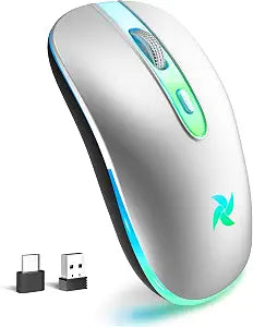 HZD Wireless Computer Mouse for Laptop, MacBook, 2.4G USB Portable,Sliver