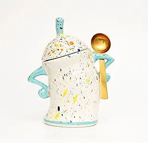 Canister with Attitude - 1.2L Airtight Sassy Canister, Ceramic Storage Canister with Lid for Kitchen, Sugar, Flour, Coffee | Decorative & Funny Ceramic Canister Set (Cyan)