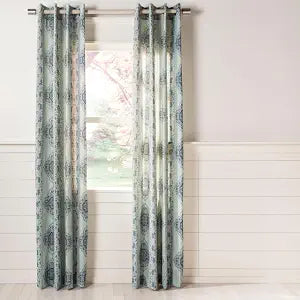 Safavieh Home Collection Florina Blue and Multi Semi-Sheer 52" x 84" Grommet Window Panel