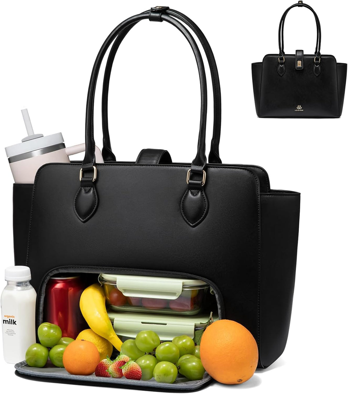 LOVEVOOK 2-in-1 Work Bag with Lunch Compartment, Lunch Tote Bag for Women