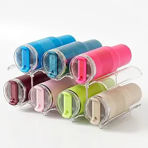 Stackable Water Bottle Storage Organizer, Clear Freestanding Wine Bottle Holder for Cabinet, Tumbler Cup Organizer,Plastic Large Compartment Wine Rack for Fridge Cellar (Transparent-2)