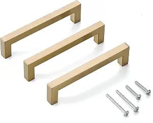 10 Pack 5 Inch Champagne Cabinet Pulls Square Drawer Handles Cupboard Handles Modern Stainless Steel Kitchen Cabinet Hardware Champagne Bronze Pulls