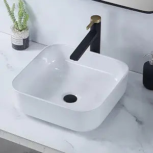 15x15 Inch Square Vessel Sink, VAPSINT 15 Inch Small Bathroom Sink Above Counter White Ceramic Porcelain Vessel Vanity Sink Lavatory Art Basin