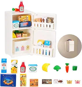 Ouliget Miniature Model Refrigerator Fridge Magnet,Unique Novelty Cute Mini Fridge Magnet,Mini Refrigerator Miniature Furniture Dollhouse Set for Kitchen Ornament Party Play,16Pieces