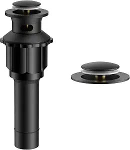 FORIOUS Bathroom Sink Drain with Overflow, Black Pop Up Drain with Stopper