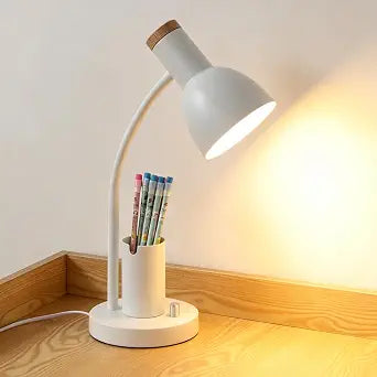 Adjustable Metal Desk Lamp with Pen Holder,Flexible Neck Table Lamp