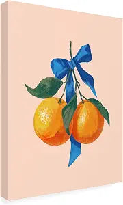 Wrapped Canvas Wall Art - Imagine It Images 'Clementines with a Blue Ribbon, Painted' Wall Art for Living Room, Bedroom, or Office Dcor - 14x19