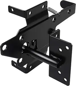 Gate Latches for Wooden Fences Heavy Duty Post Mount Automatic Gravity Lever Spring Self Locking Hardware Wood/Vinyl Fence Gate Lock for Secure Pool/Yard/Garden,Black Finishing,Steel