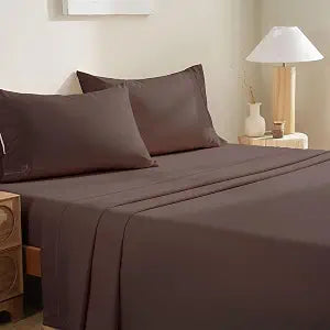 MCO 4Piece Queen Sheet Set, Breathable&Cooling Sheets Set-Chocolate Brown