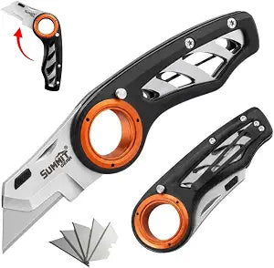 SUMMIT GEAR EDC Folding Utility Knife, Pocket Knife, Box Cutter (Black)