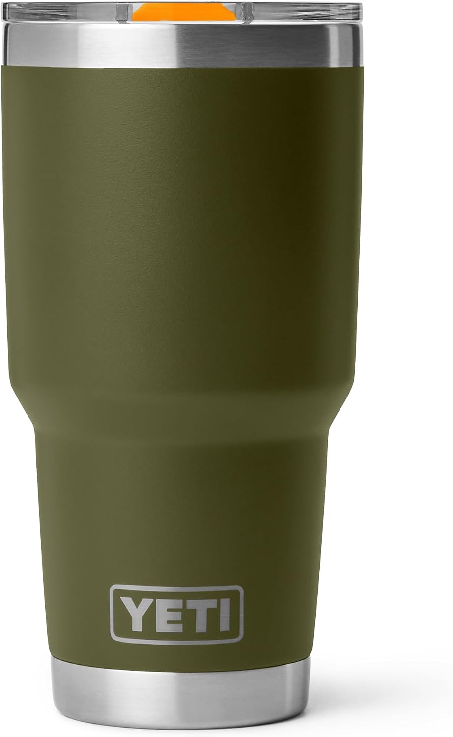 YETI Rambler 30 oz Tumbler, Stainless Steel, Vacuum Insulated with MagSlider Lid, Olive/King Crab Orange