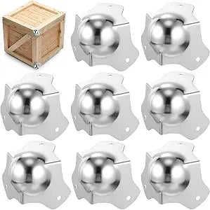 Wakauto 8 Pieces Metal Ball Corner Edge Protector - Heavy Duty Furniture & Flight Case Corner Guard, Impact Resistant Safety Bumpers for Storage Cabinet, Road Case, Tool Box (Silver)