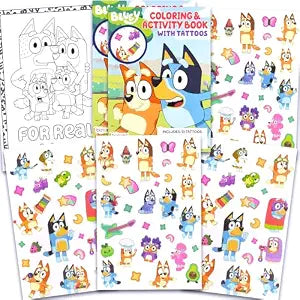 100+ Bluey Temporary Tattoos for Kids Coloring Book Party Favors Bundle