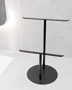 Black Hand Towel Holder Stand, 23 Inch T-Shape Stainless Steel Hand Towel Rack for Bathroom Kitchen and Countertop, Free Standing with Non-Slip Base, Holds 2 Towels