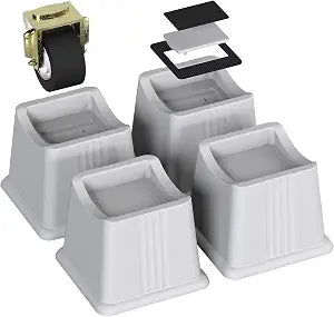 ZTON Bed Furniture Risers Elevation in Height 3" Heavy Duty Risers for Both Posts and Wheels of Sofa and BedSupport up to 2000 lbs. (Set of 4 Riser, Grey)