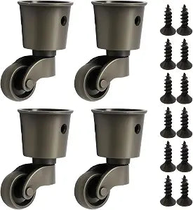 Anxingo 4 PCS 2.36 x 1.5 inch Antique Cyan Alloy Caster Cups Wheels, 360-degree Swivel Pulley, Suitable for Classical Furniture, Piano Legs, Coffee Tables, Bookshelves