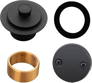 HIDROP Matte Black Lift and Turn Tub Drain Trim, 2-Hole Overflow Faceplate