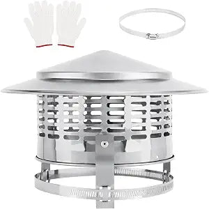 KOMCLUB 8 Inch Silver Stainless Steel Cone Top Round Chimney Cover Cap
