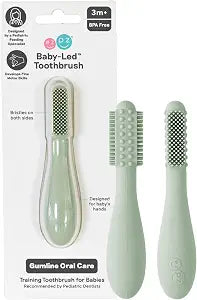 ezpz Baby-Led Toothbrush (Sage) - 3 Months + - Cleans Gums + New Teeth