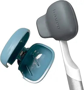 Haven Toothbrush Cover - Fits Most Adults' & Kids' Electric & Standard Toothbrushes - Pack of 2 - Blue & Charcoal Gray