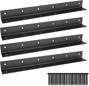 L Bracket,Heavy Duty Corner Brace,Stainless Steel Corner Bracket,Black Large Angle Brackets, Metal Braces for Wood Aufuga (4, 11x1x1)