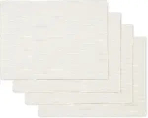 Martha Stewart Honeycomb Modern Farmhouse Reversible Placemat 4-Pack Set, Beige, 13"x17.5"