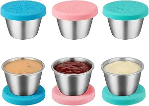 Freshmage 6-Pack 2.4oz Stainless Steel Dressing Container with Silicone Lid