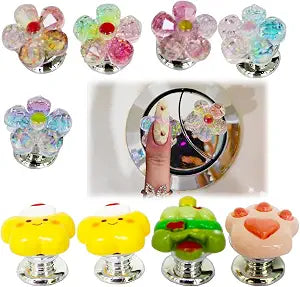 Flower Shaped Toilet Button Pusher Helper, 9 Pack Toilet Flusher Top Push Button for Long Nail, Cute Tree Star Paw Toilet Lid & Tank Covers Drawer Toilet Tank Button Home Decor