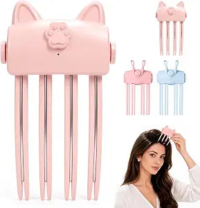 Cordless Electric Hair Volume Clip,Wireless Heated Volumizing Rroot Lift Clip Hair Volume Clip Root Lifter, Quick Volume Touch-Ups,Portable Root Lifter with 2 Temp(Pink/Cat Ear Style)
