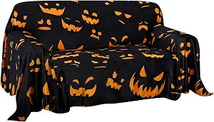 Easy-Going 80X118 inches Halloween Loveseat Sofa Cover, Jacquard Velvet Couch Slipcover for 2 Cushion Couch, L Shape Sectional Covers for Dogs, Washable Sofa Blanket, Furniture Protector