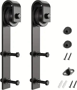 SMARTSTANDARD Sliding Barn Door Hardware Hangers 2pcs (Black) (J Shape Hangers)