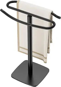 RUACQ Hand Towel Holder Stand for Bathroom Countertop, S-Shape Bar, Black