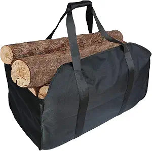 Firewood Log Carrier Tote Bag,Canvas Firewood HolderExtra Large Durable Wood Stoves,Firewood,Logs, Camping,Landscaping (BLACK, L)