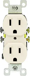 Leviton 15 Amp, 125 Volt, Duplex Receptacle, Residential Grade, Grounding, 10-Pack, 5320-TMP, Light Almond