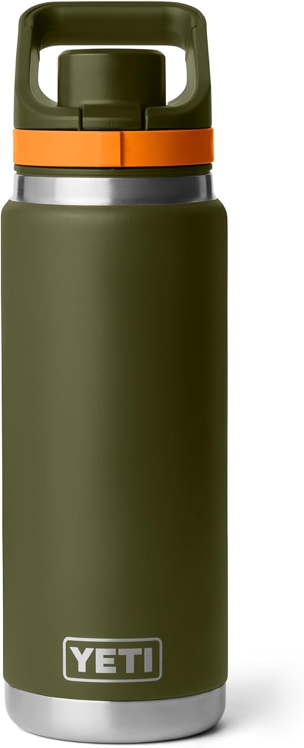 YETI Rambler 18 oz Leakproof Bottle with Flip Chug Cap, Olive/King Crab Orange