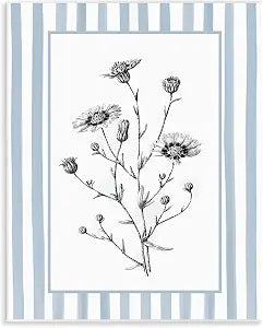 Herbs in Striped Border Floral, 11 x 14 Inch Mounted Print on Wall Plaque